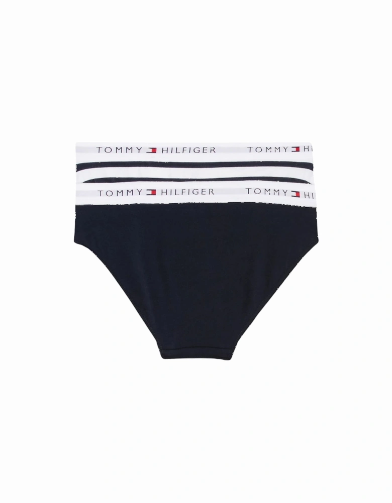 Girls 2-Pack Breton Stripe Bikini Briefs, Navy/white