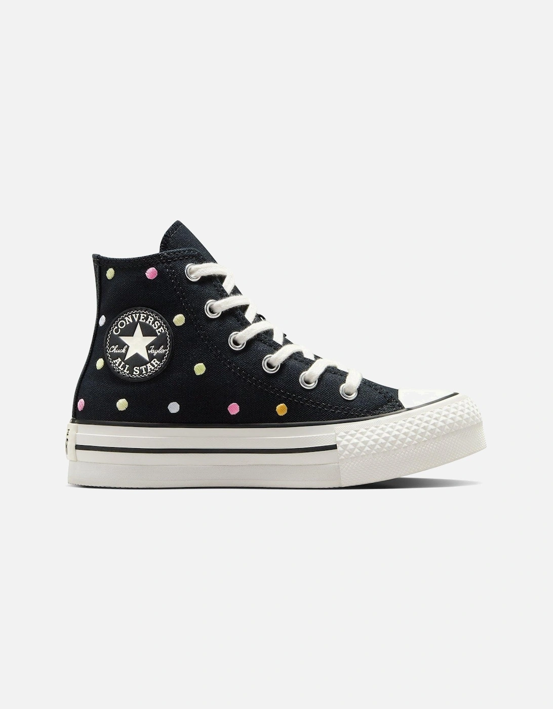 Kids Chuck Taylor All Star Eva Lift Polyester Canvas Hi-Top Trainers - Black, 8 of 7