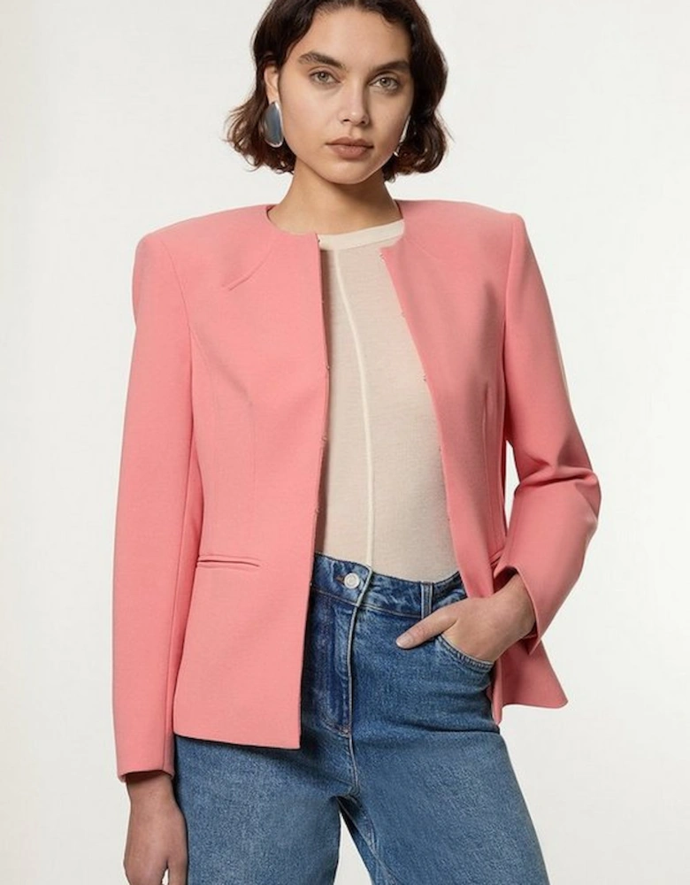 Compact Stretch Tailored Seam Detail Blazer