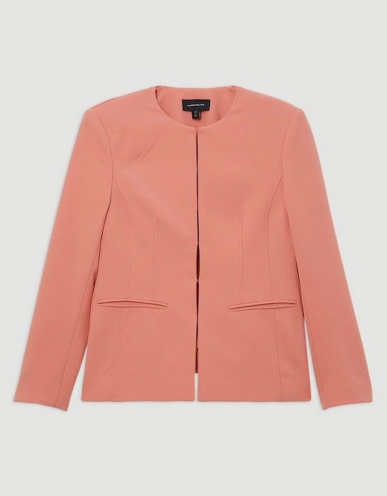 Compact Stretch Tailored Seam Detail Blazer