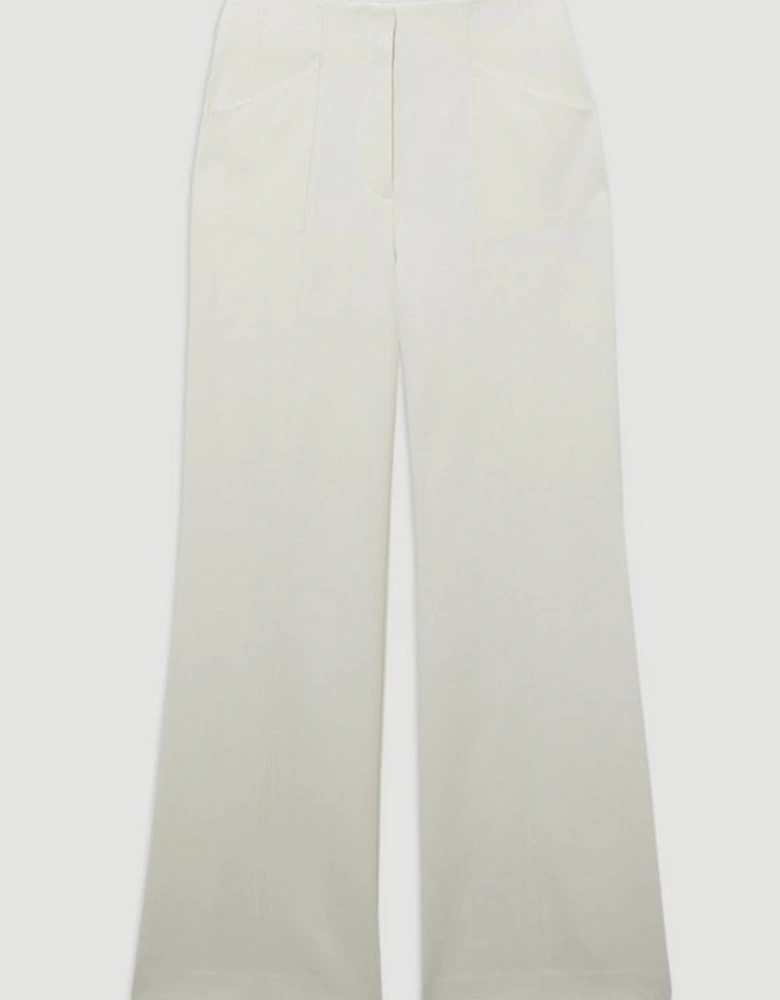 Compact Stretch Tailored Seam Detail Wide Leg Trouser