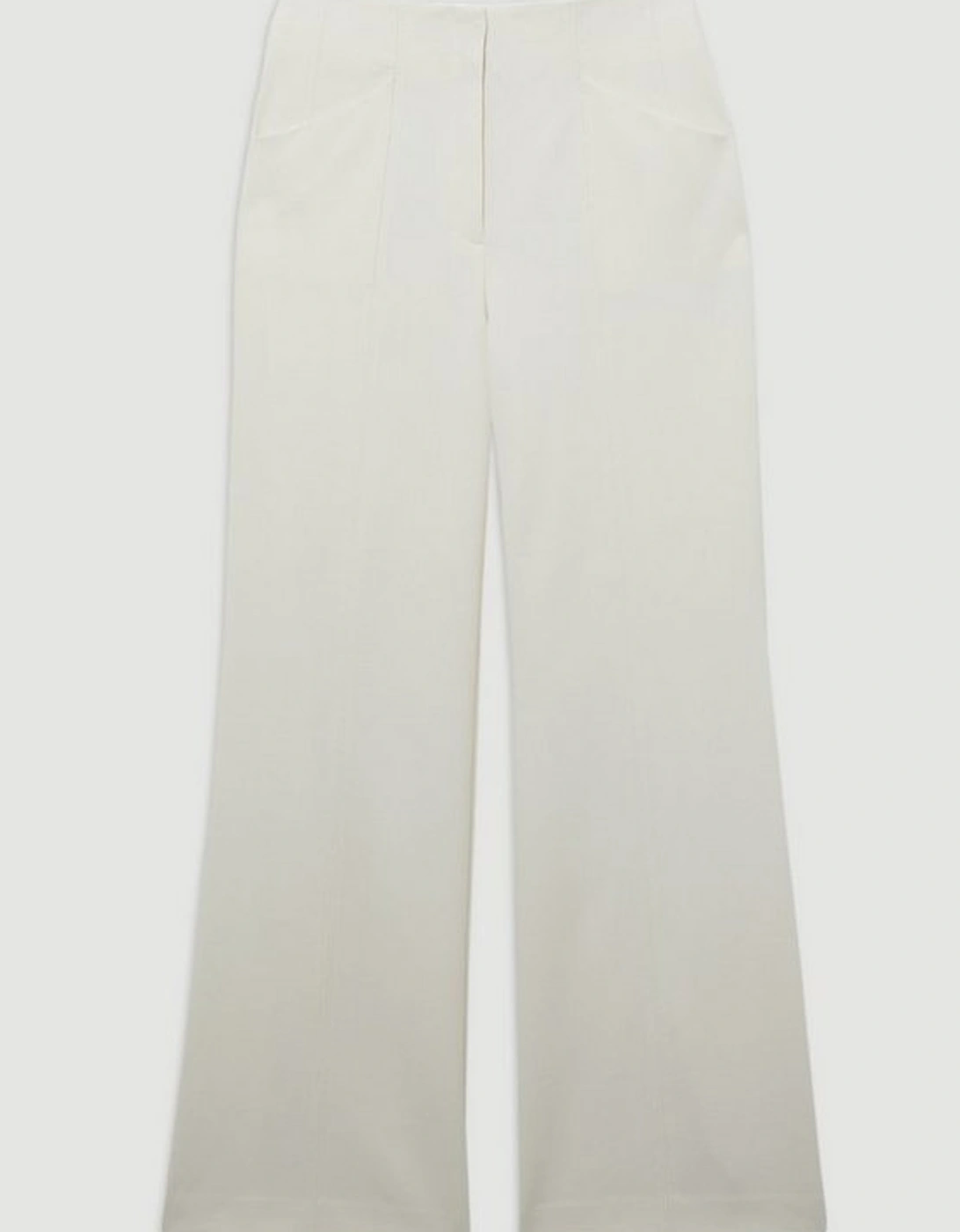 Compact Stretch Tailored Seam Detail Wide Leg Trouser