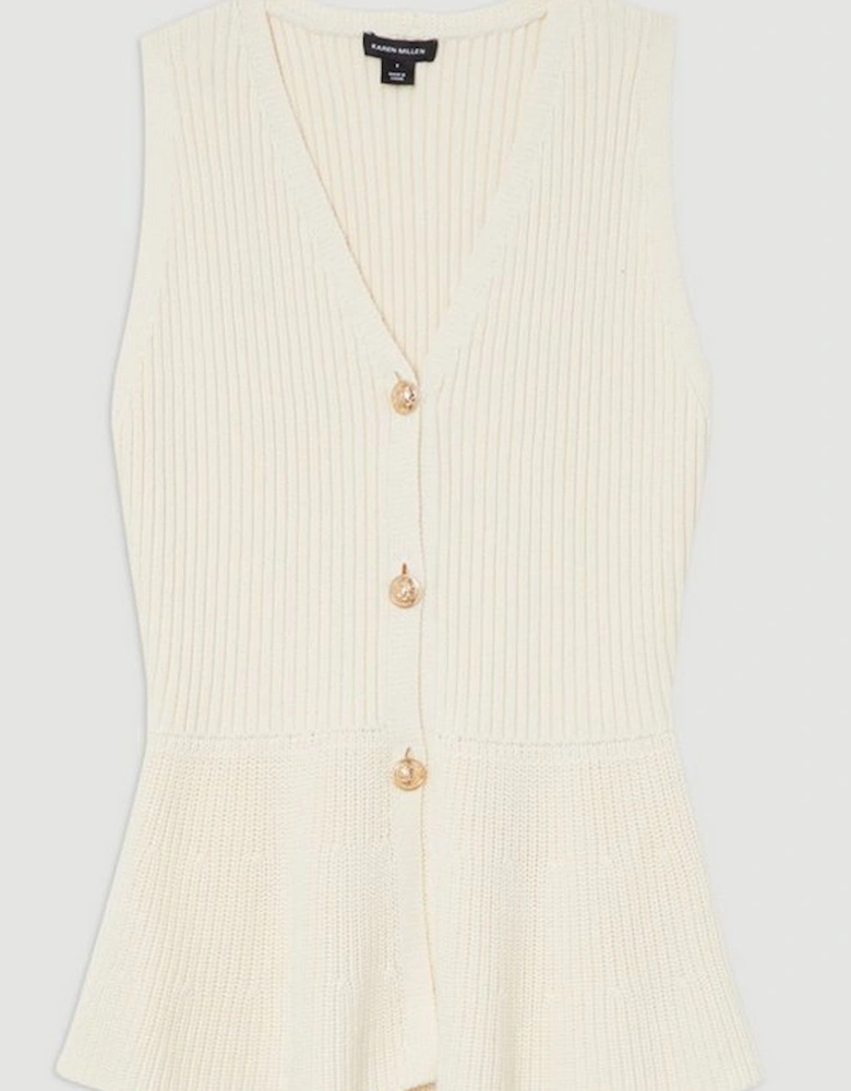 Ribbed Cotton Knitted Waistcoat