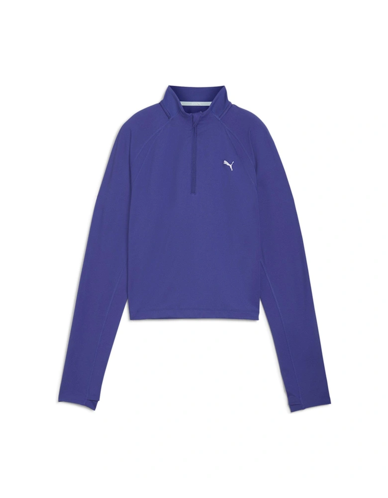 Womens Running Cloudspun 1/4 Zip - Blue