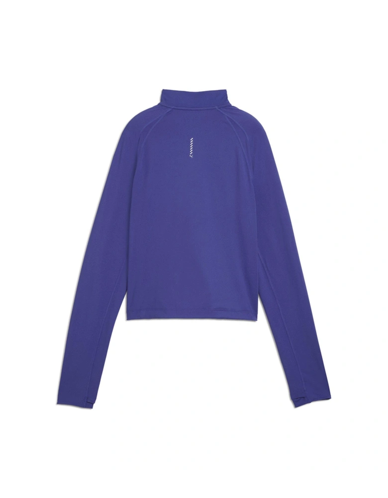 Womens Running Cloudspun 1/4 Zip - Blue