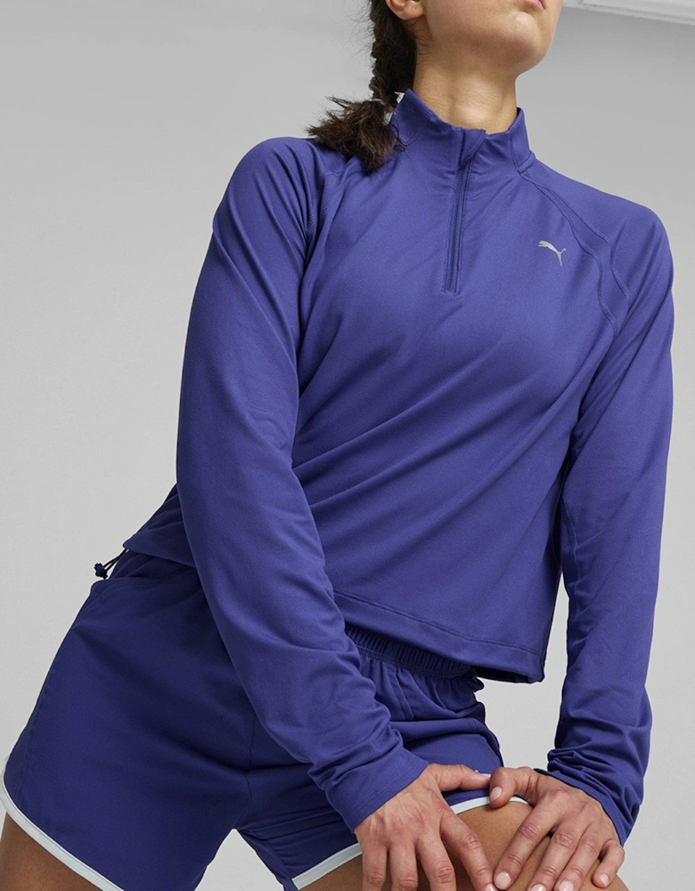 Womens Running Cloudspun 1/4 Zip - Blue