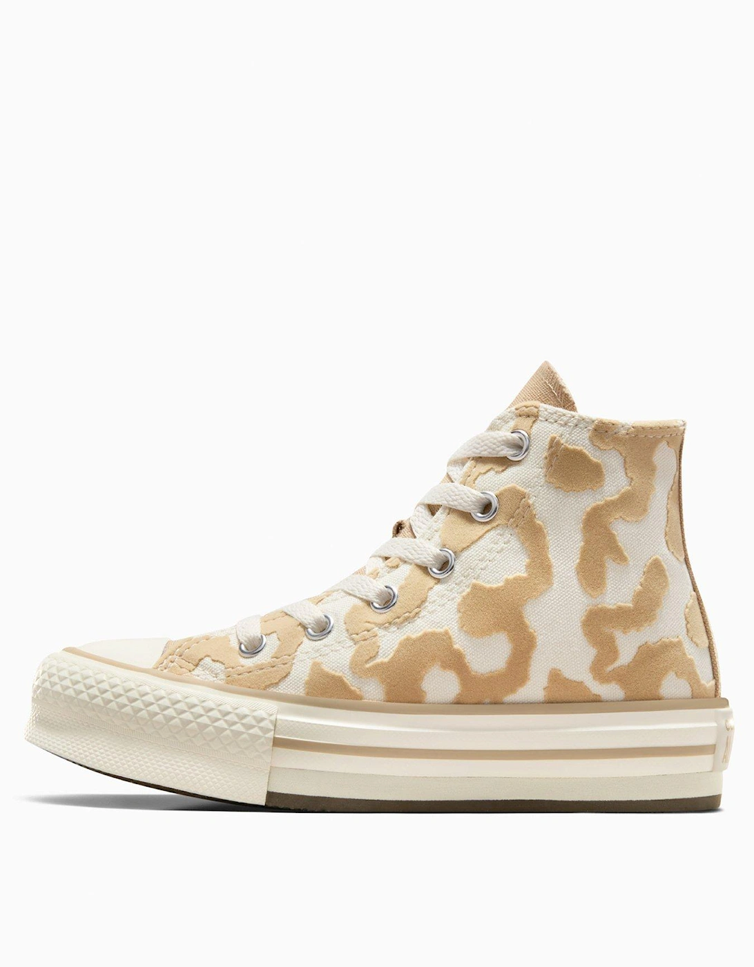 Kids Lavish Leopard Chuck Taylor All Star Trainers - Beige/White