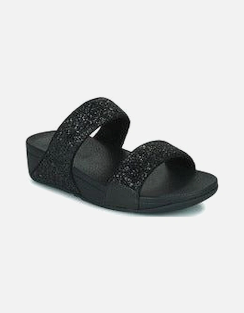 Lulu Glitter Slides in Black Glitter