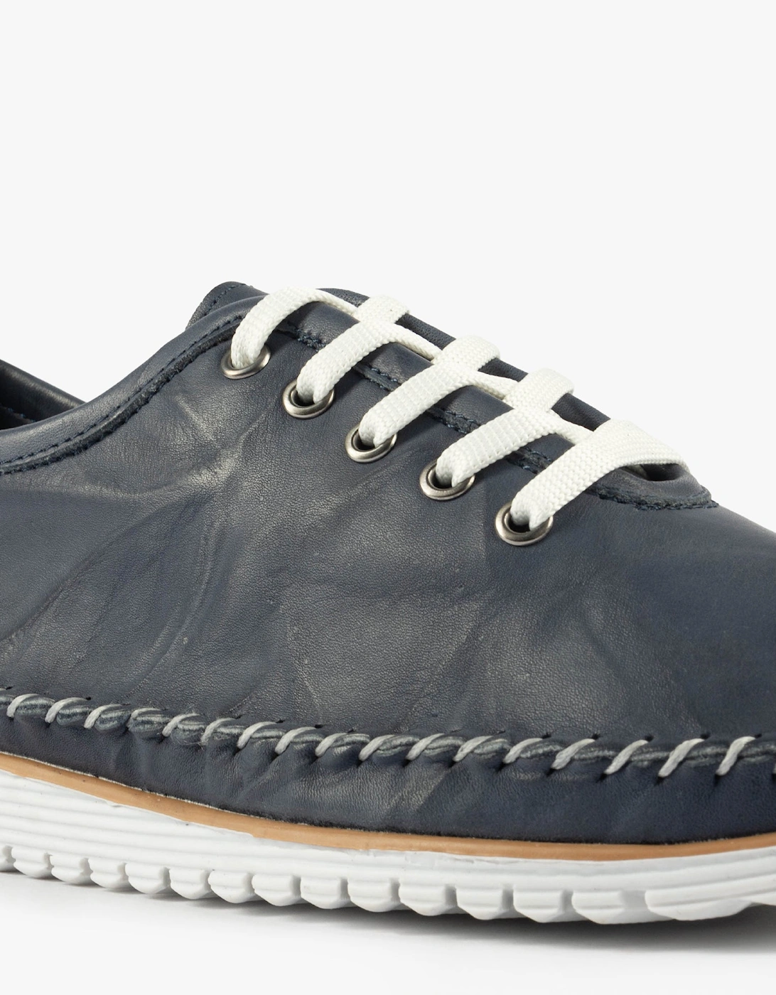 L988NC Womens Soft Leather Lace-Up Shoes Navy