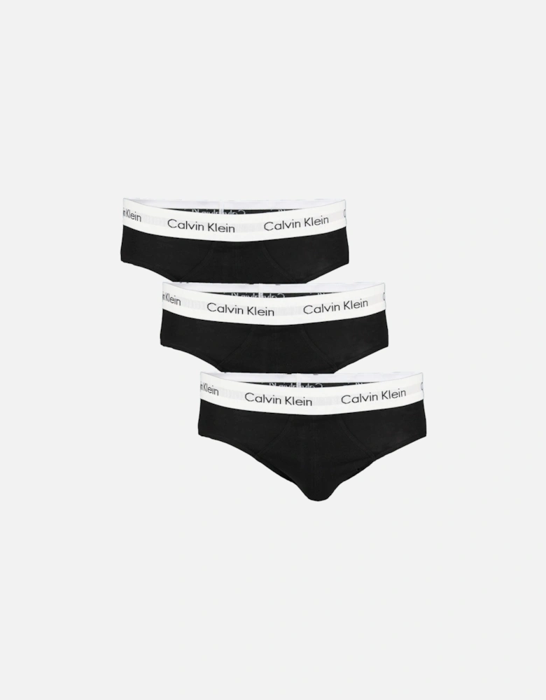 Cotton Stretch 3-Pack Contrast Waistband Briefs, Black