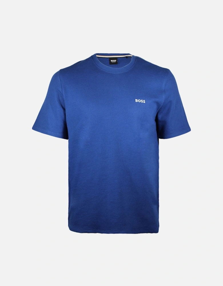 Waffle Piqué Cotton Blend T-Shirt, Blue