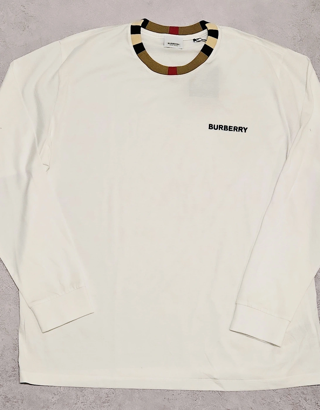 Check Collar Long Sleeve T Shirt White, 2 of 1