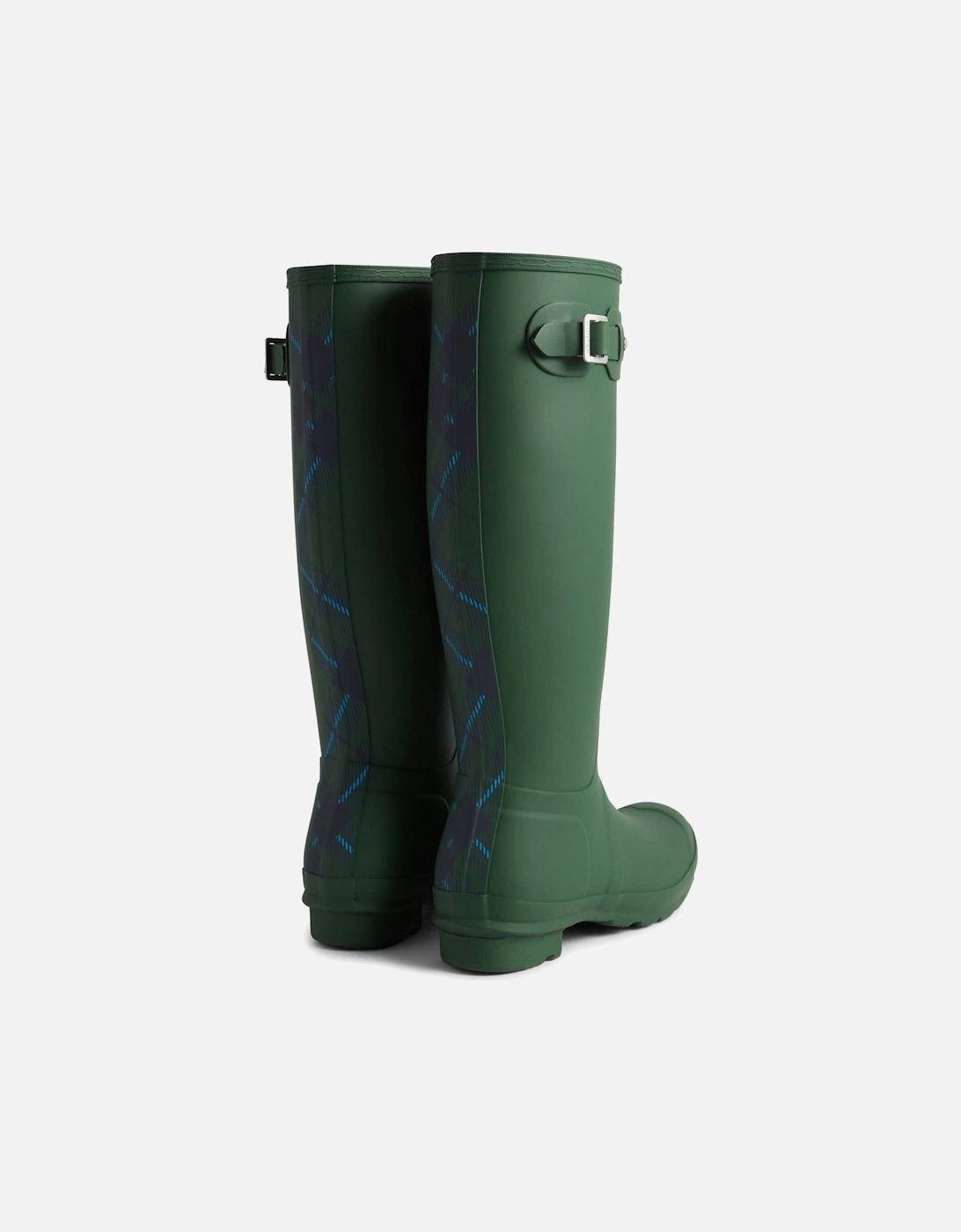 Original Tall Tartan Back Strap Rubber Women's Green Wellington Boots