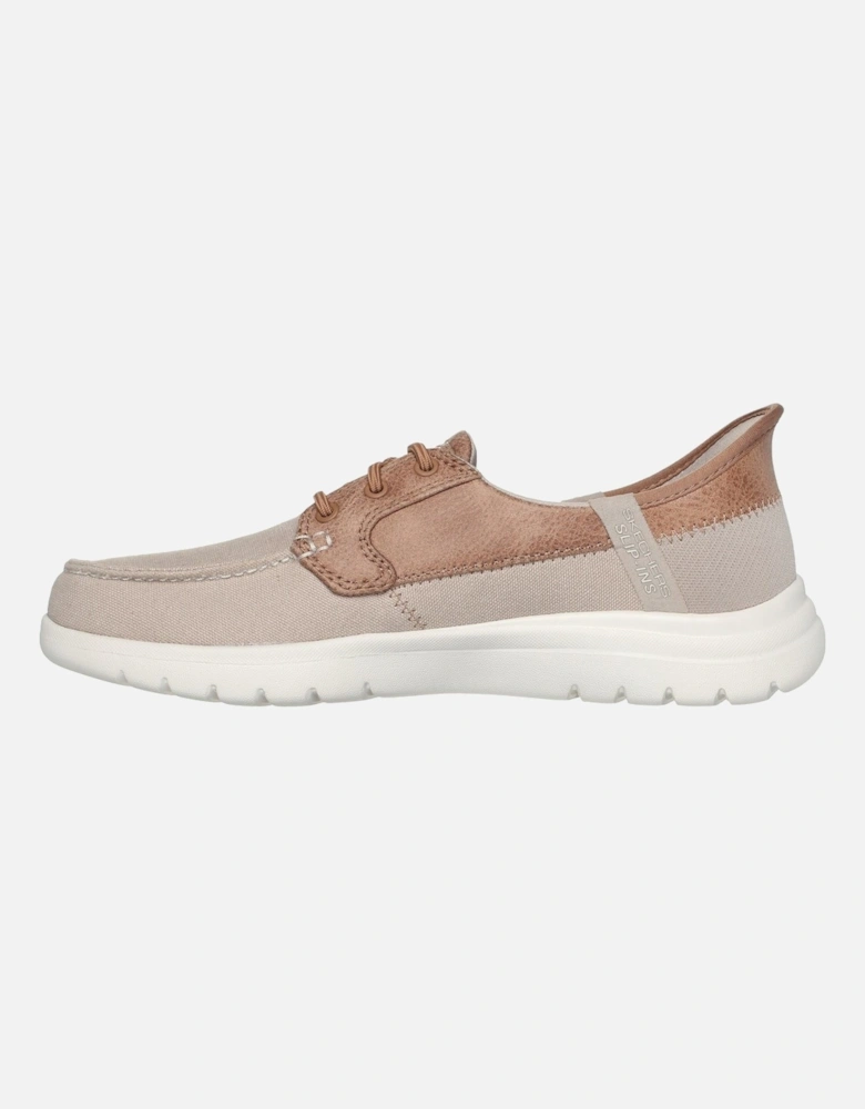 On-the-GO Flex - Palmilla Canvas/Faux Leather Women's Taupe Boat Shoes