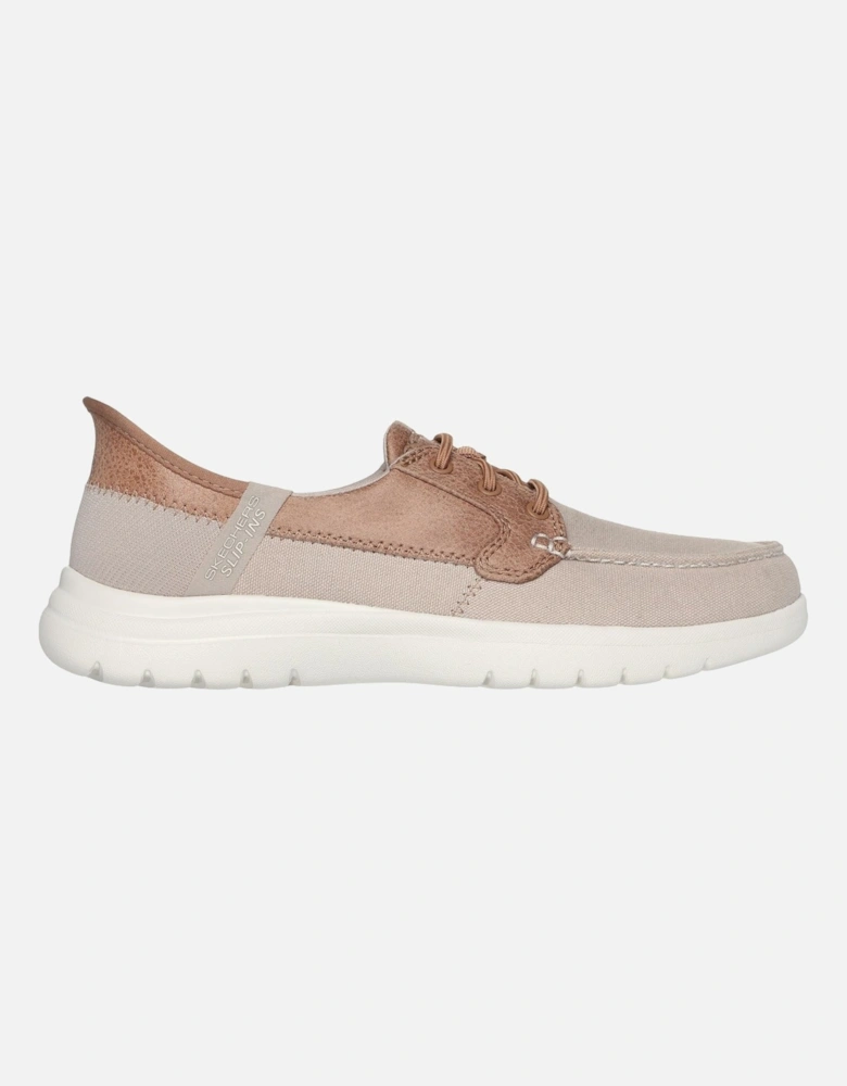 On-the-GO Flex - Palmilla Canvas/Faux Leather Women's Taupe Boat Shoes