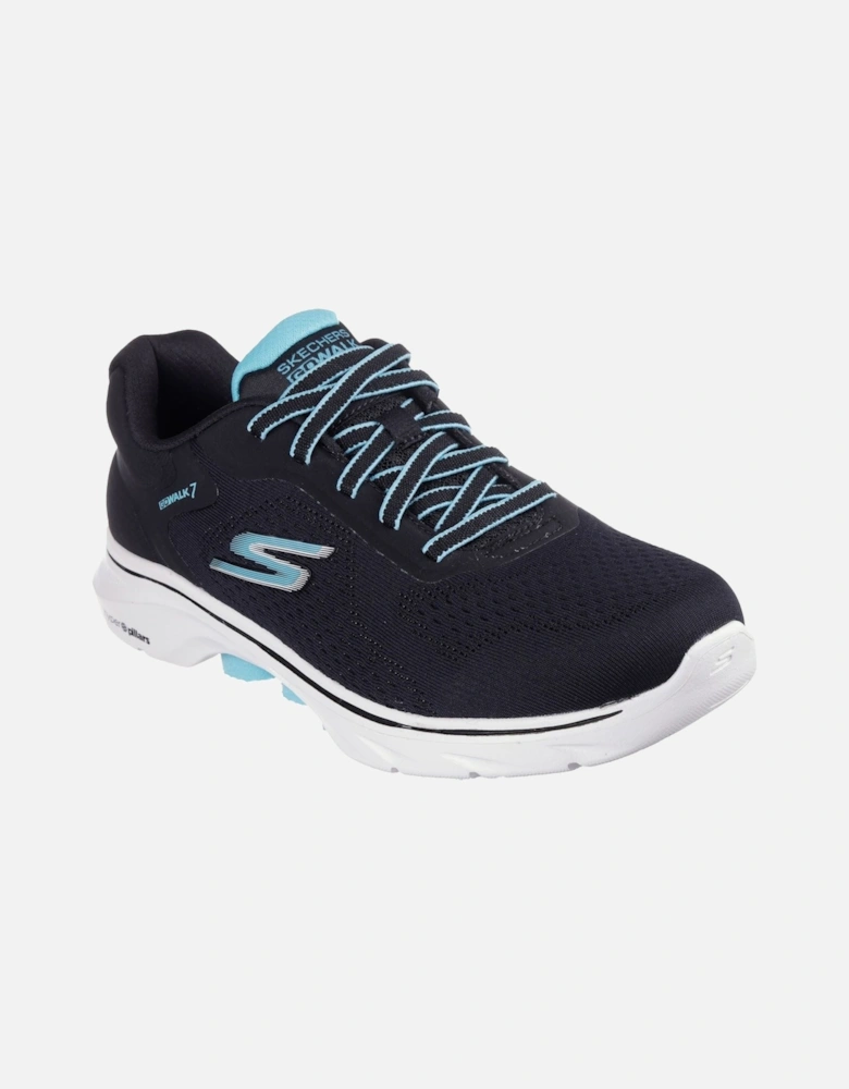 Skechers model GO WALK 7 - Cosmic Waves Trainers Female in Black/Turquoise