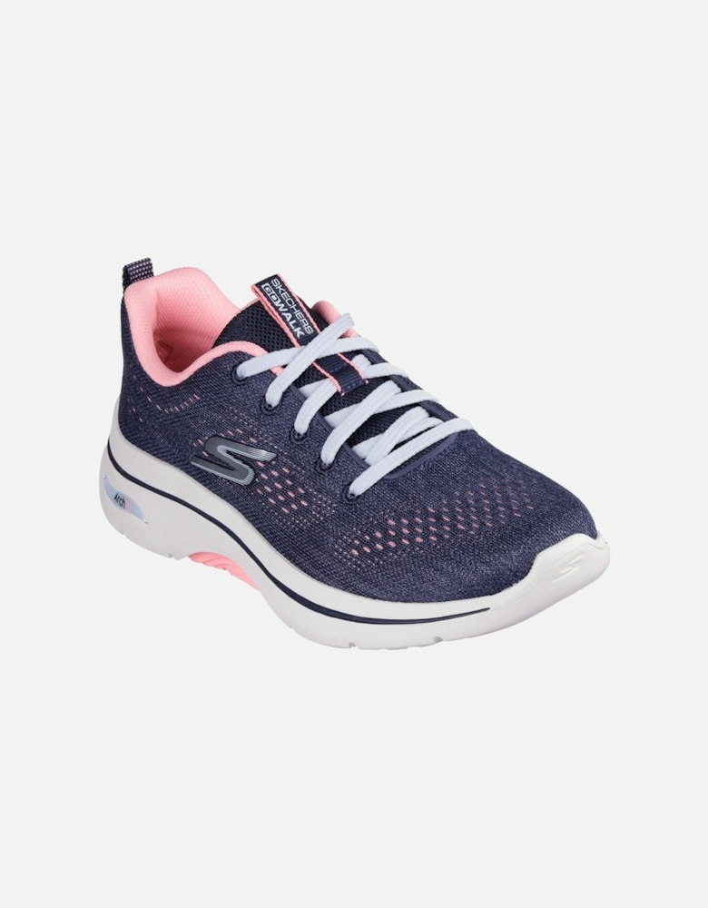 Skechers model GO WALK Arch Fit 2.0 Vivid Sunset Shoes Female in Navy/Hot Pink