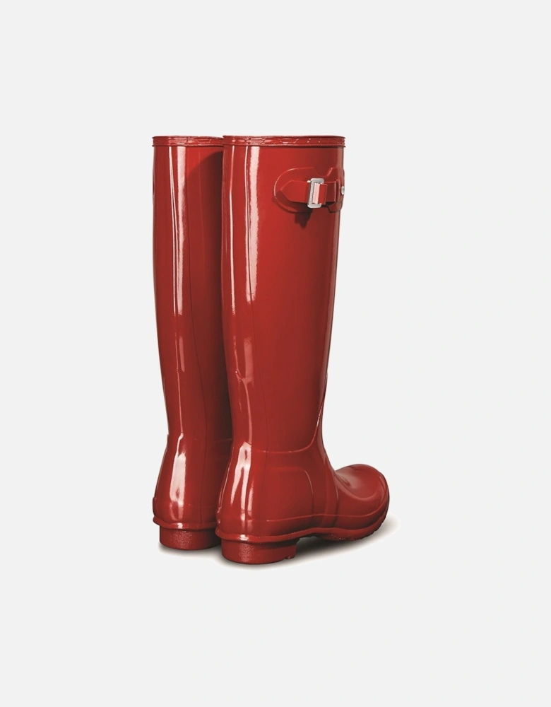 model Original Tall Gloss Wellington Boots Female in Military Red