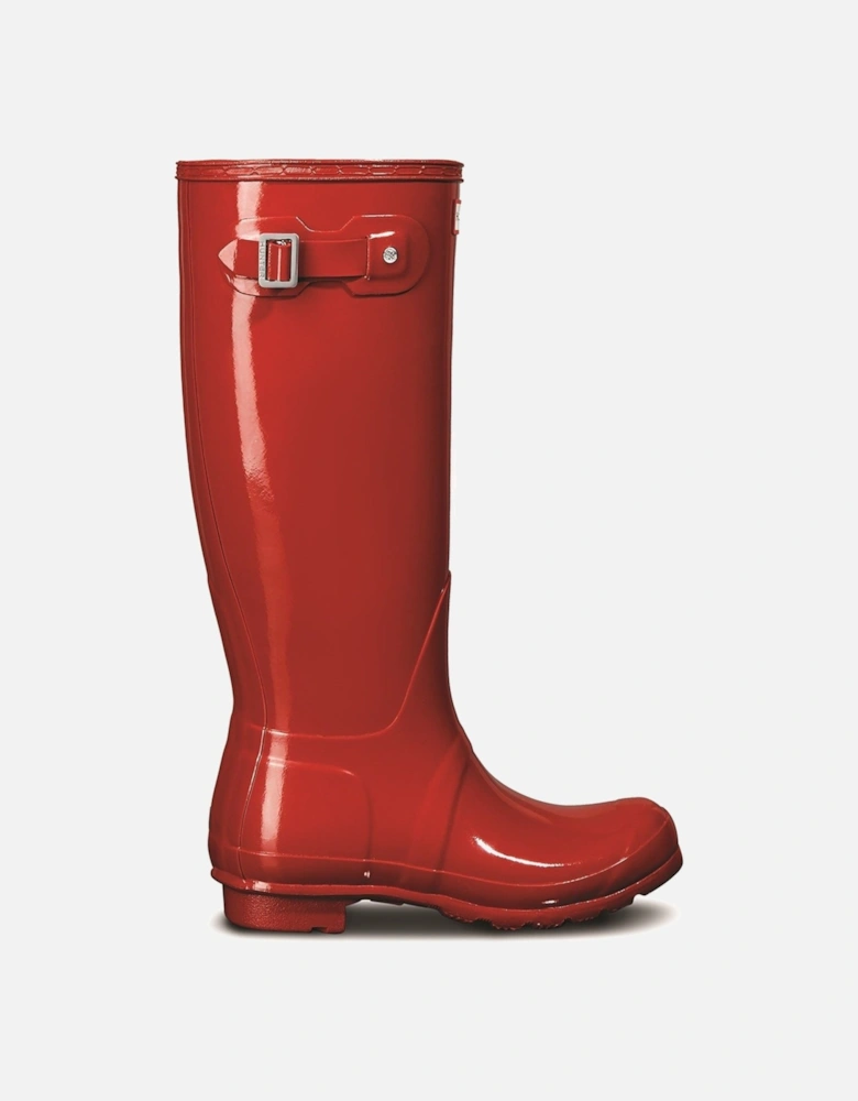 model Original Tall Gloss Wellington Boots Female in Military Red