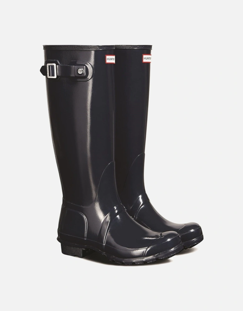 Original Tall Gloss Rubber Women's Navy Wellington Boots