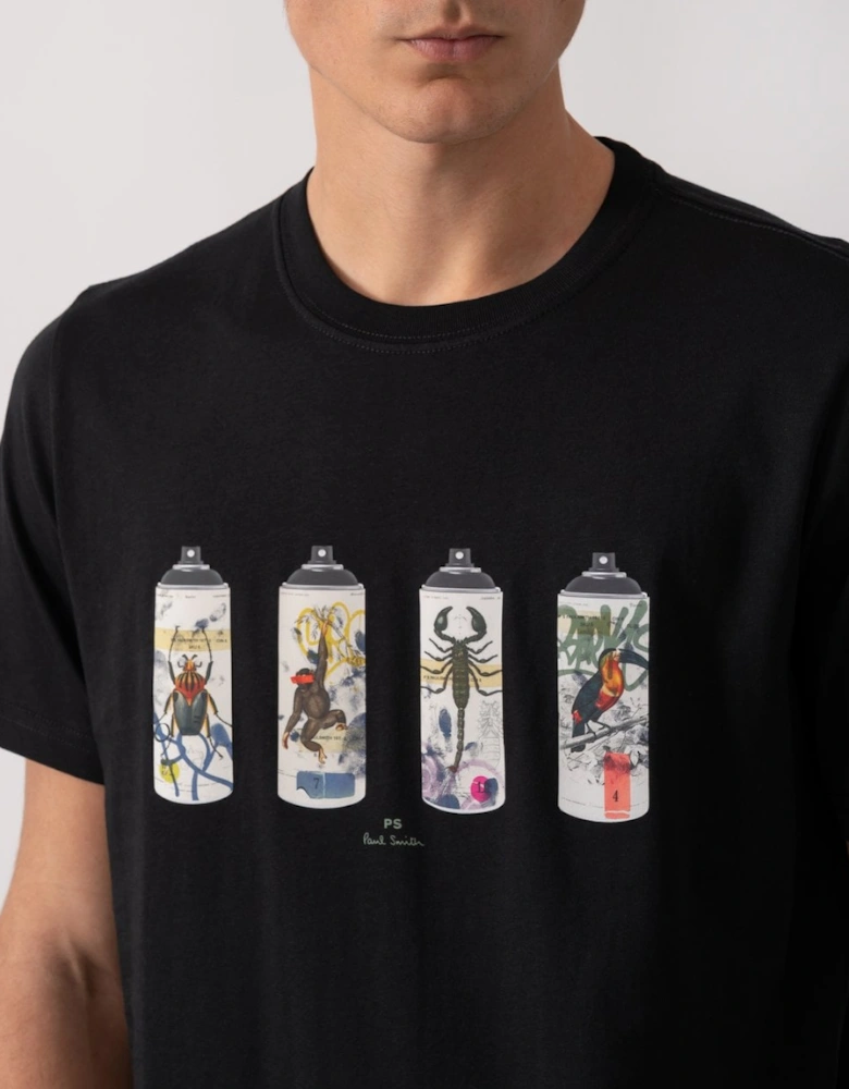 PS Mens Regular Fit Animal Spray Cans T-Shirt