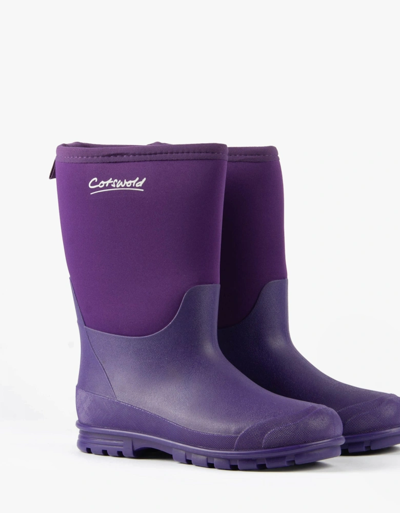 HILLY NEOPRENE Girls Wellington Boots Purple