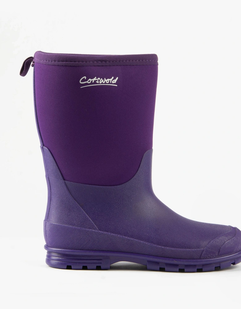 HILLY NEOPRENE Girls Wellington Boots Purple