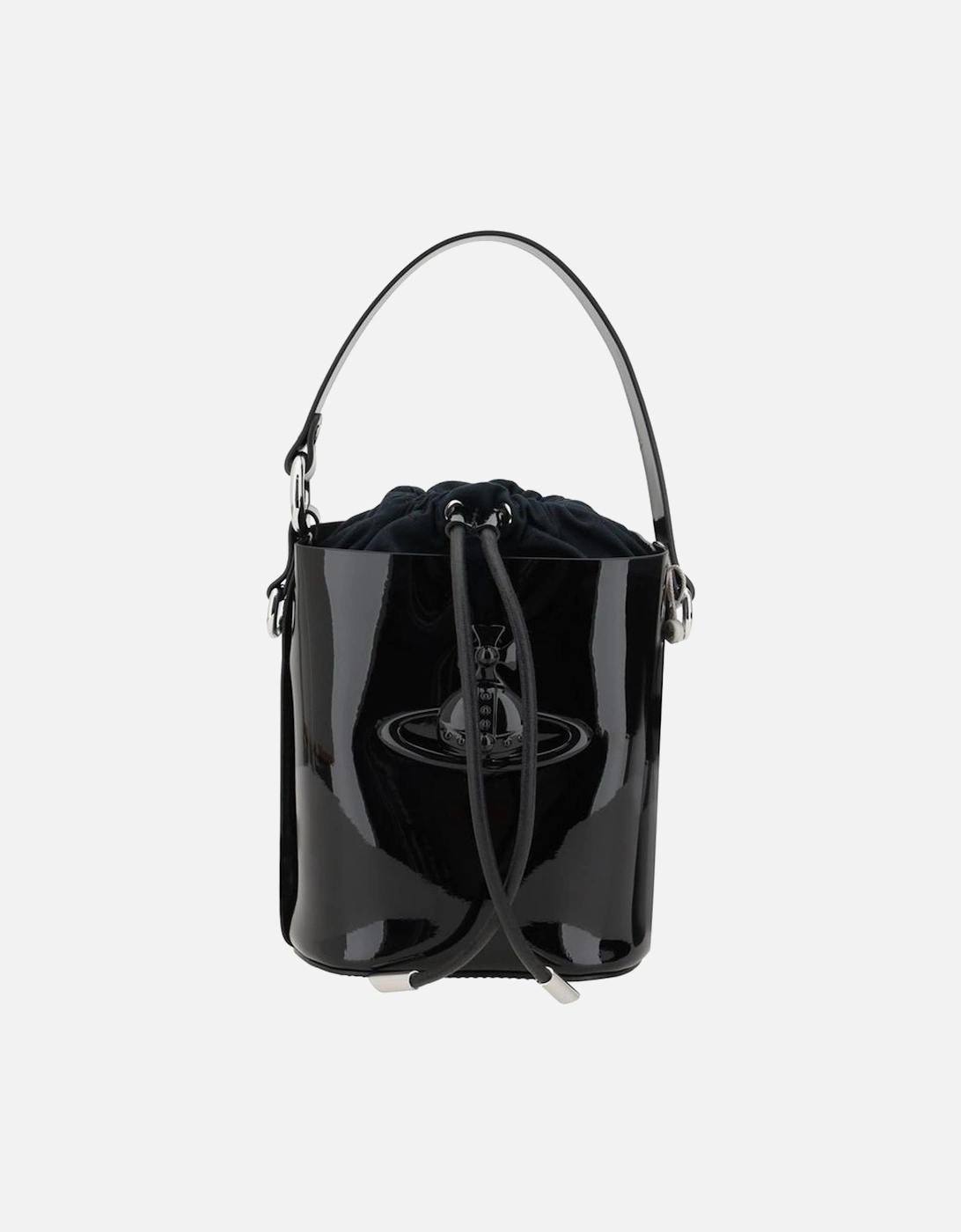 Patent Leather Daisy Drawstring Bucket Bag Women - Black Messenger, 5 of 4