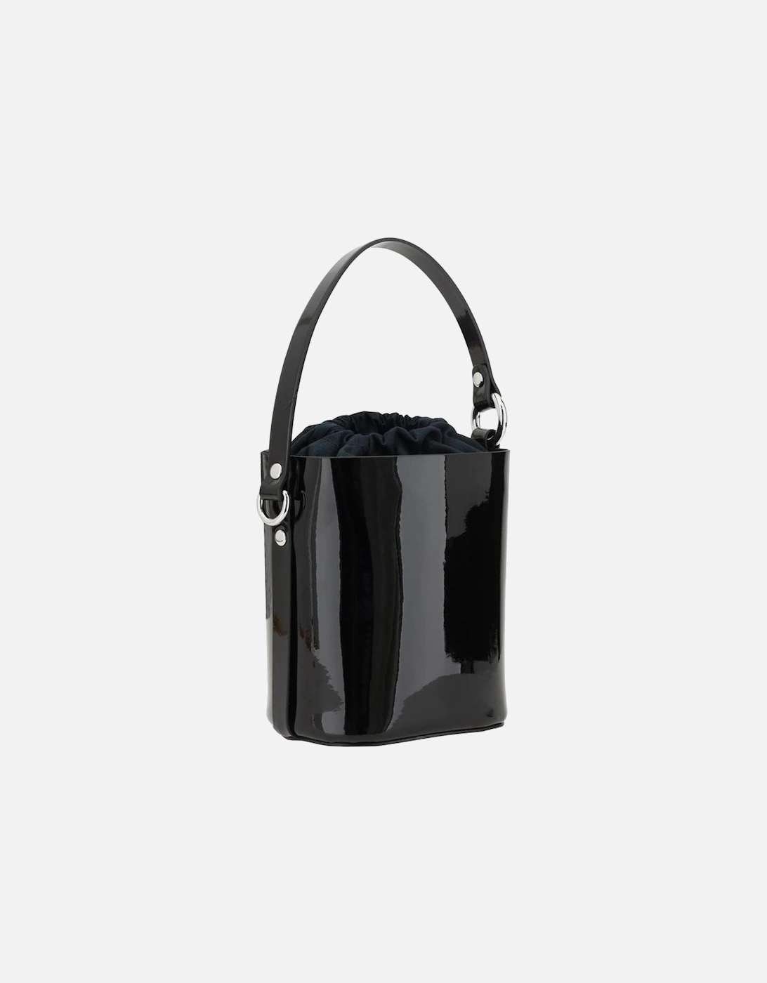 Patent Leather Daisy Drawstring Bucket Bag Women - Black Messenger