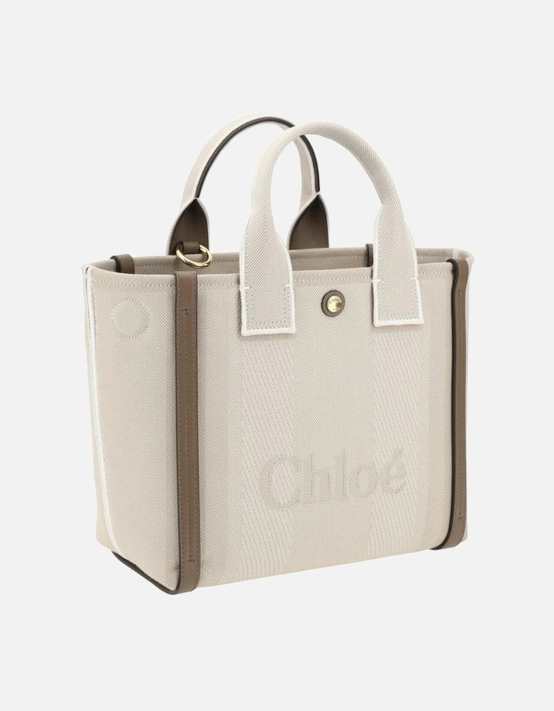 Cotton Tote Bag with Leather Details Women - Beige Handbags