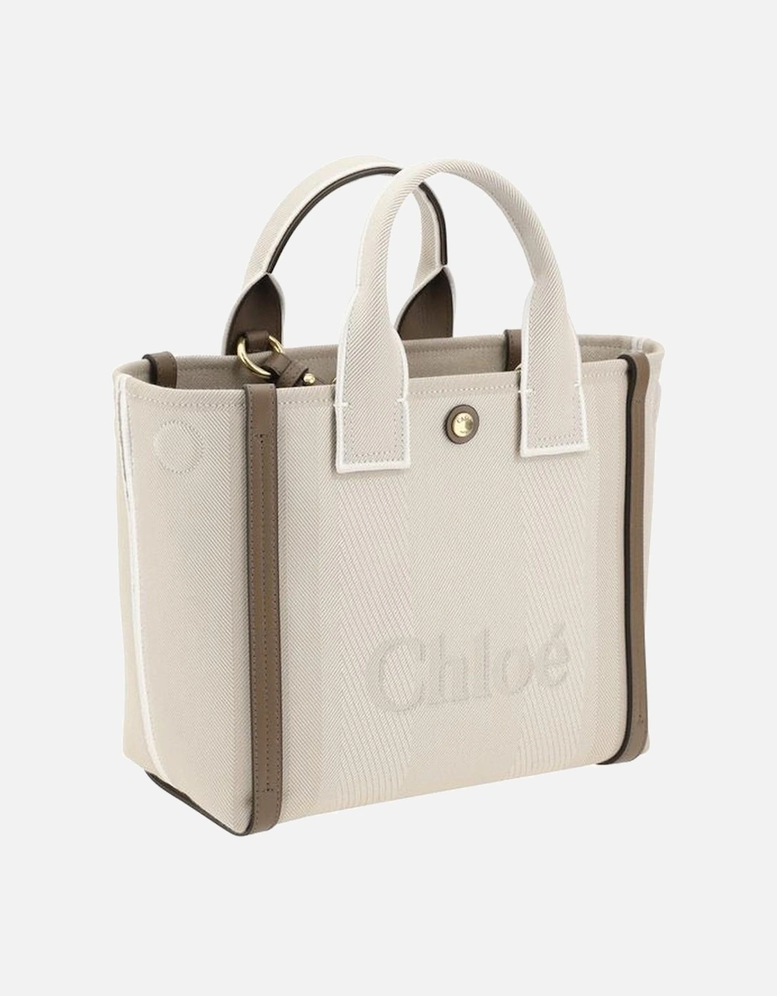 Cotton Tote Bag with Leather Details Women - Beige Handbags