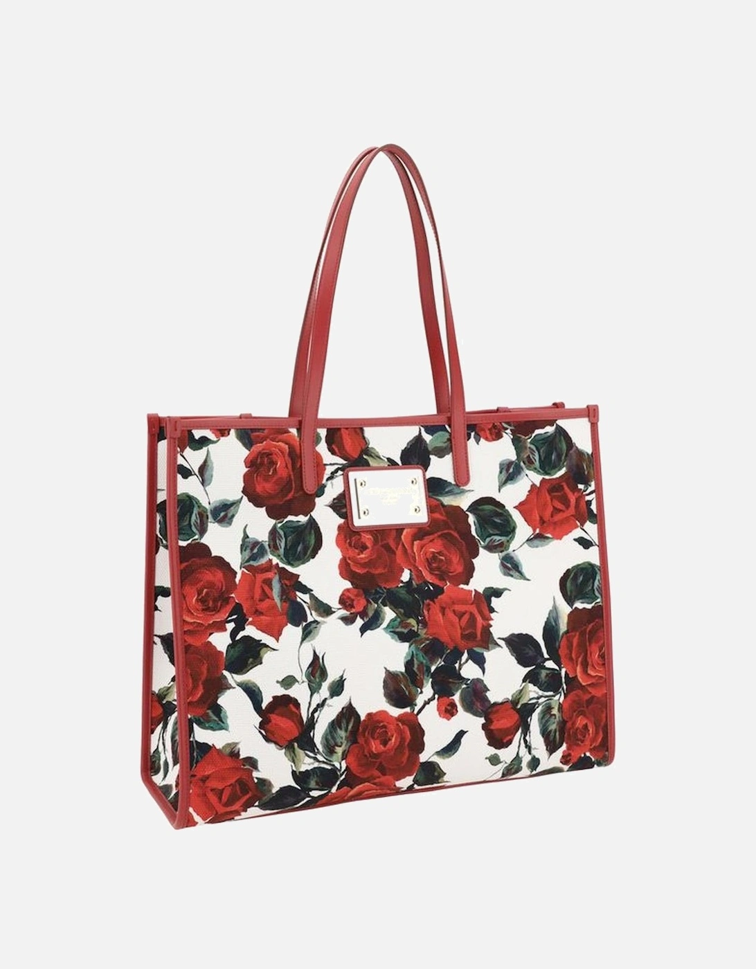 Tote Bag with Floral Print and Logo Hardware Women - Red Shoulder Bags