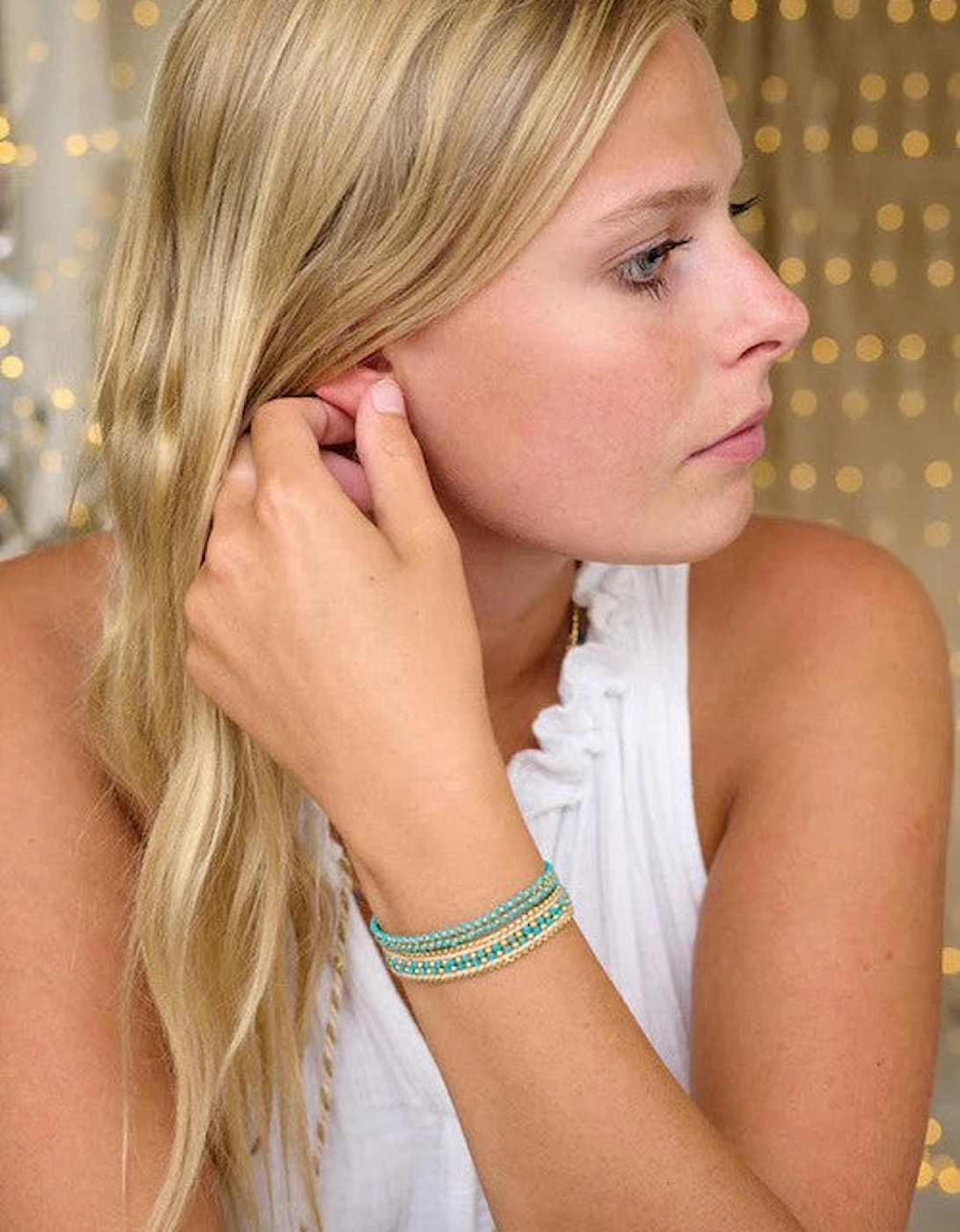 Isla Turquoise Gold Braided Bracelet