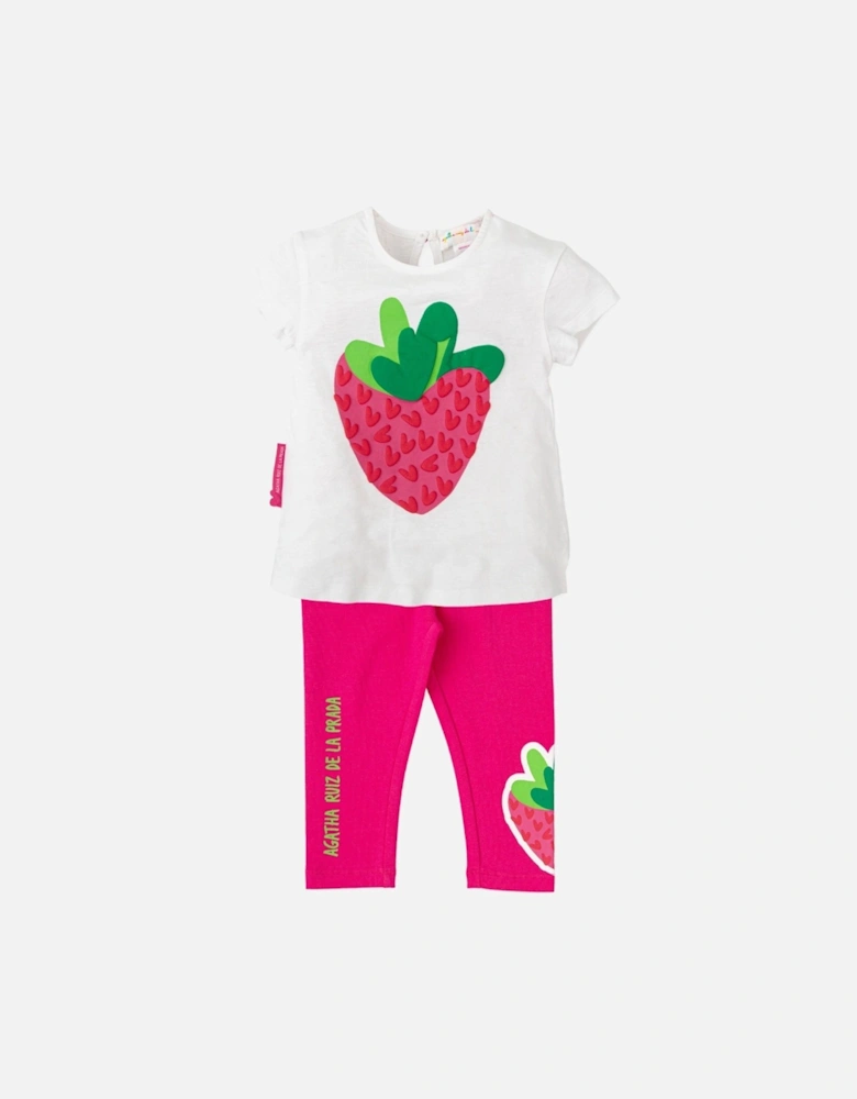 Girls Fuchsia Pink Strawberry Legging Set