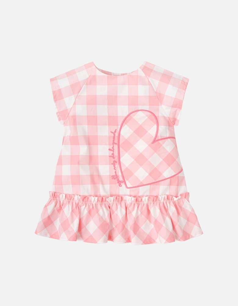 Girls Pale Pink Check Dress