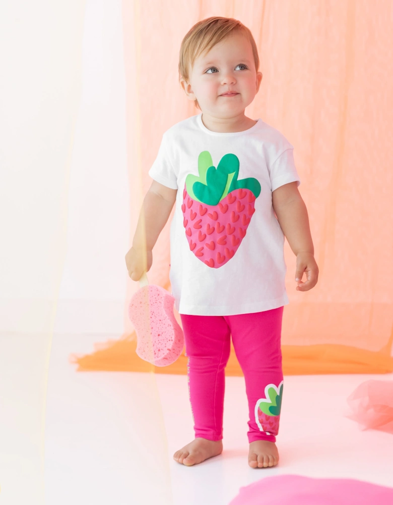 Girls Fuchsia Pink Strawberry Legging Set