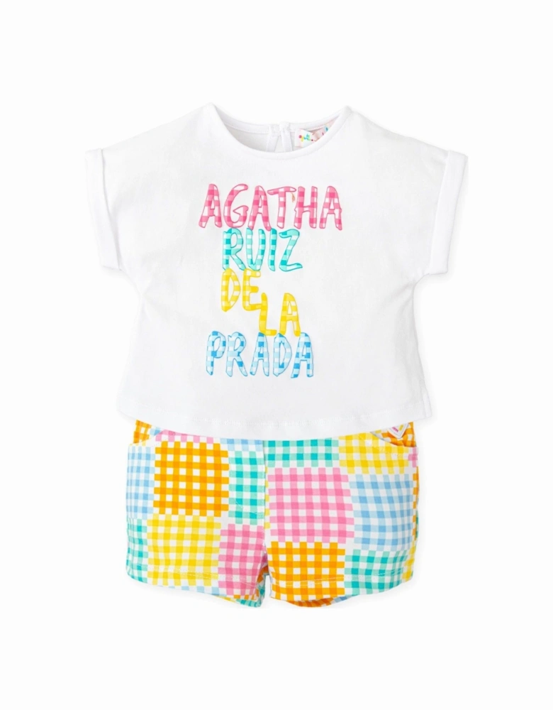 Girls Multi Gingham Patch Short Set