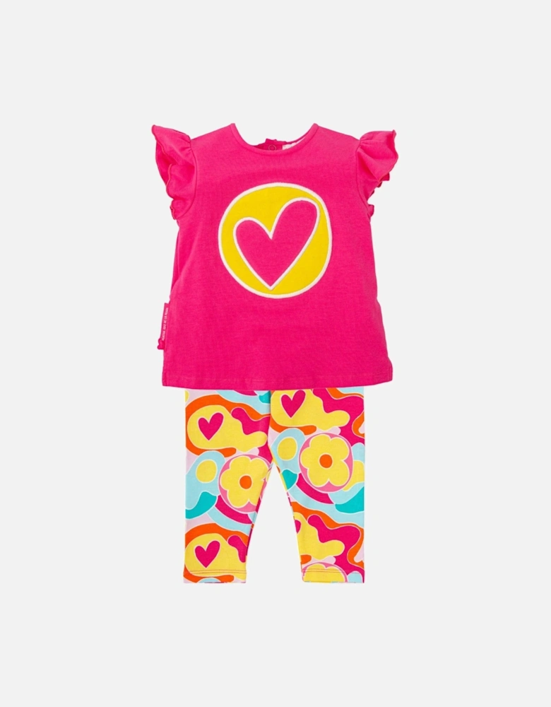 Girls Fuchsia Pink Multi Legging Set