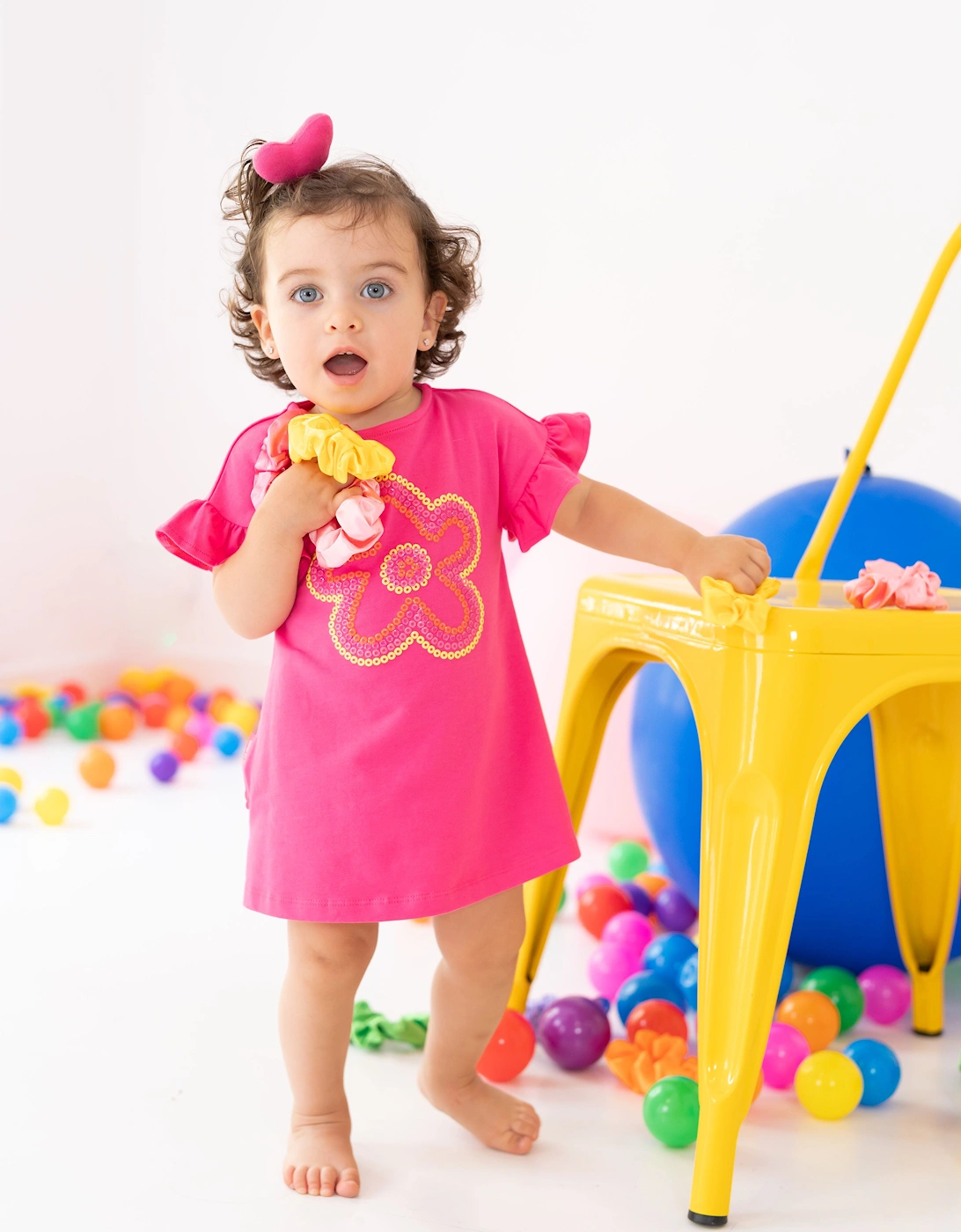 Girls Fuchsia Pink Flower Dress