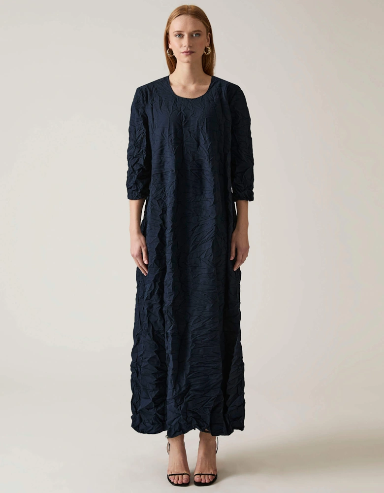 Crinkled Navy Maxi Dress