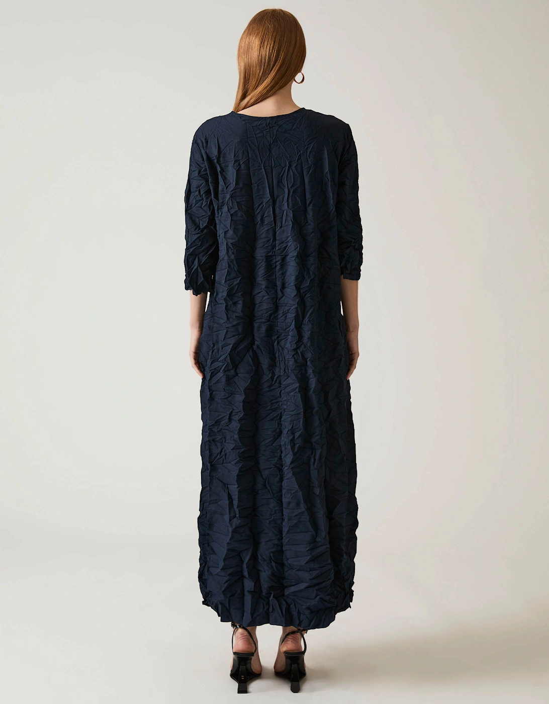 Crinkled Navy Maxi Dress