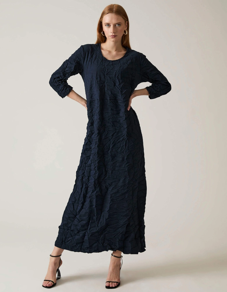 Crinkled Navy Maxi Dress