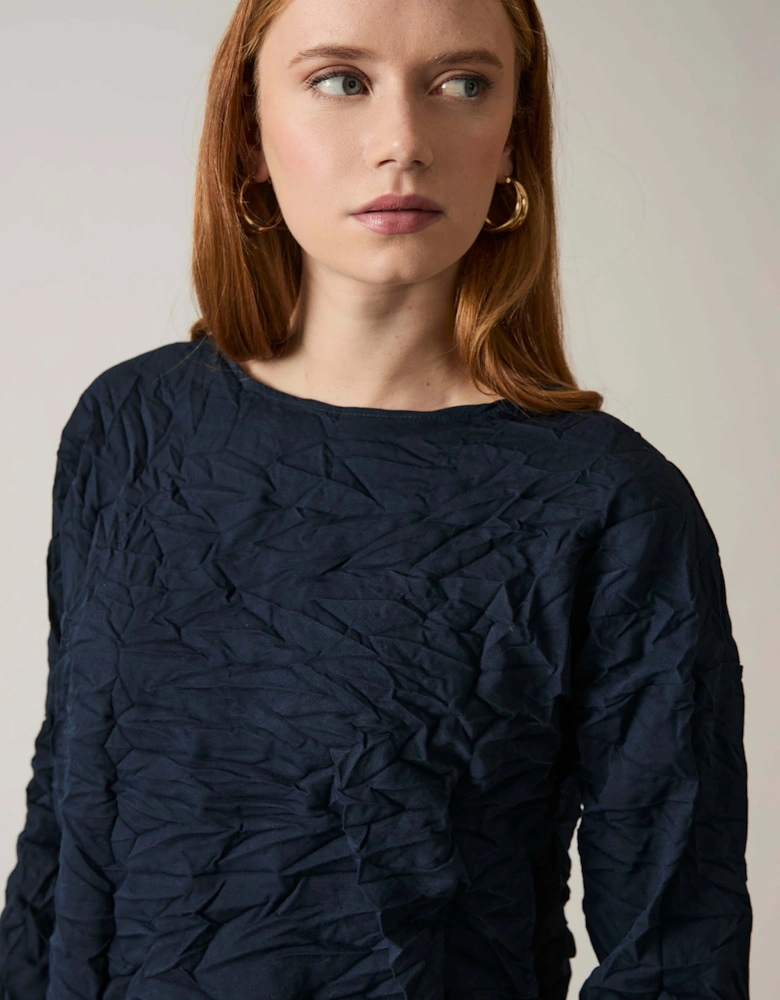 Crinkled Navy Top