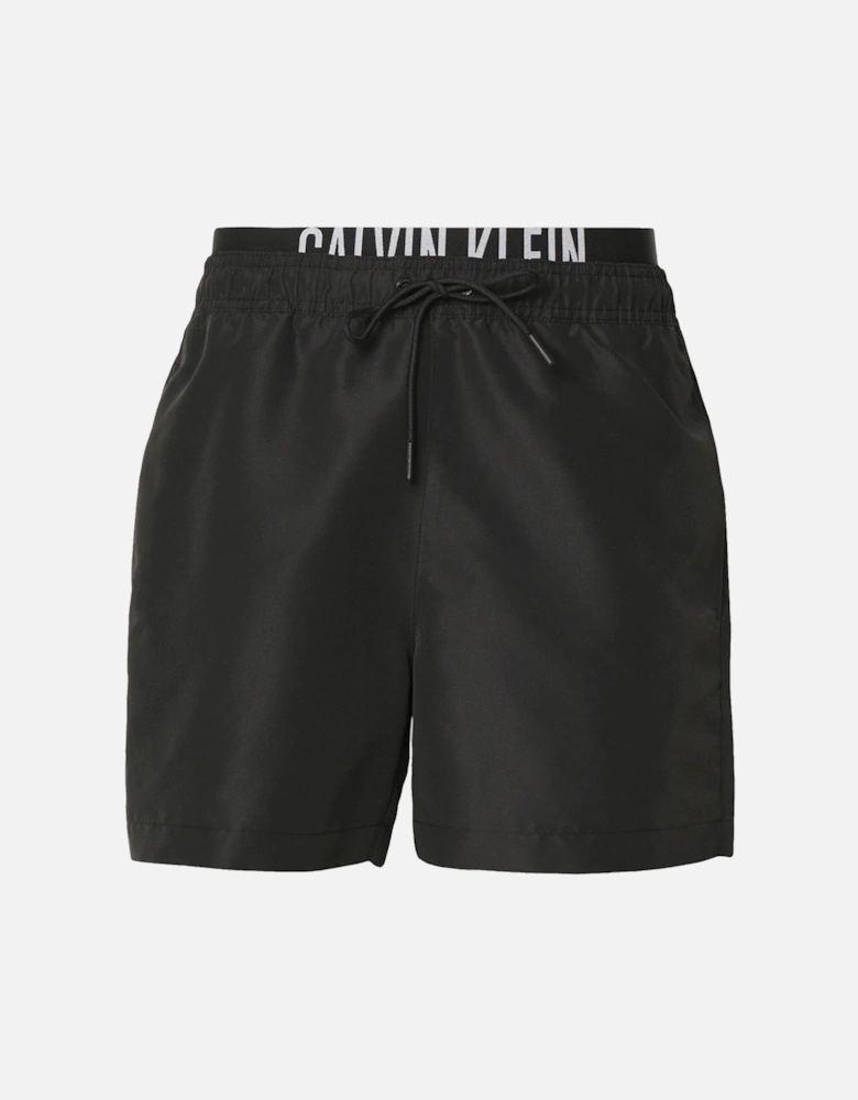 Double Waistband Swim Shorts Black