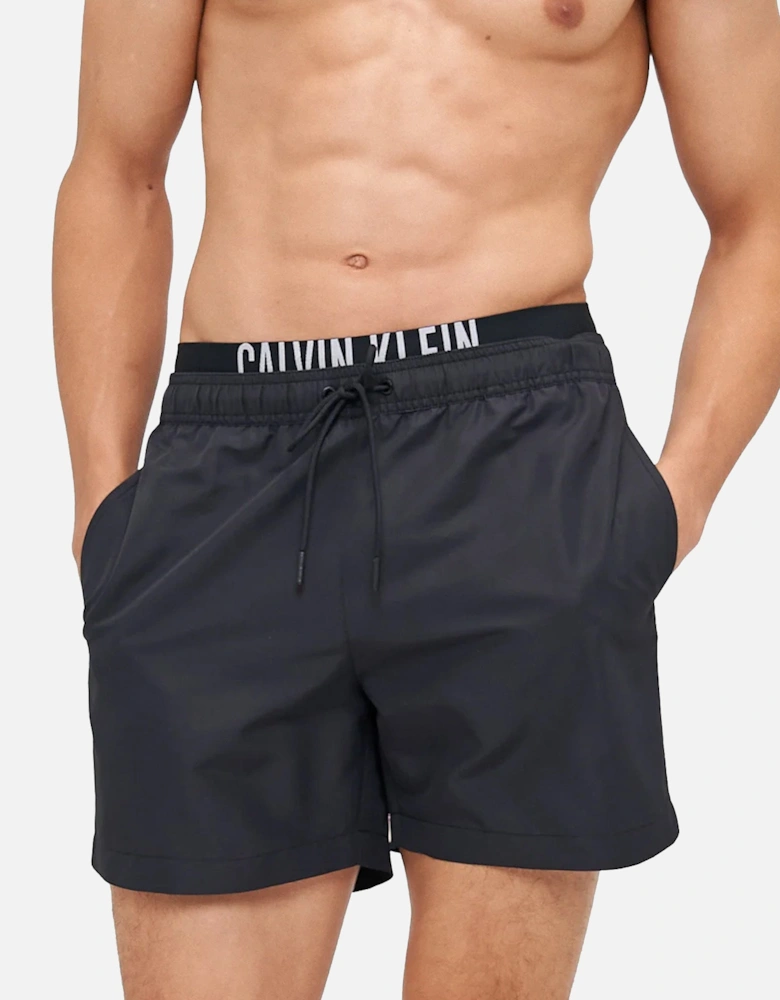 Double Waistband Swim Shorts Black