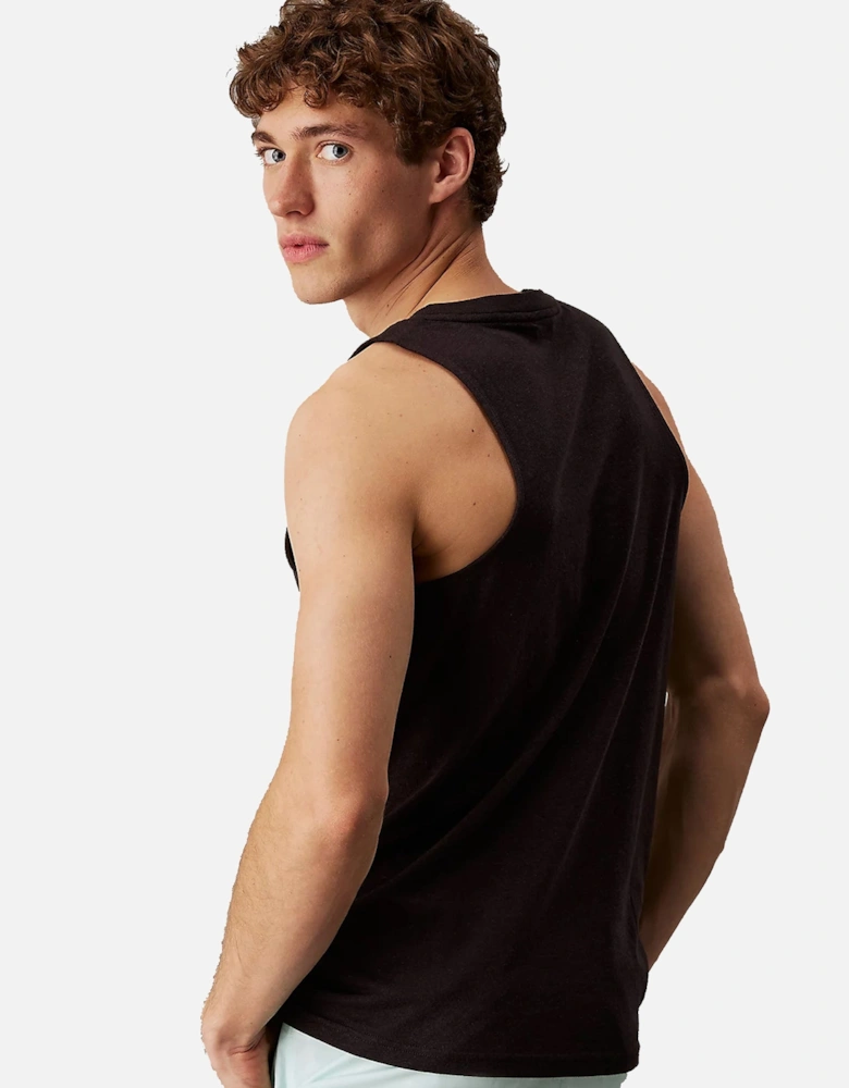 Cotton Linen Beach Tank Top Vest Black