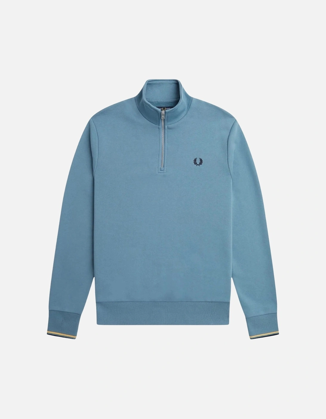 Twin Tipped Sleeve Ash Blue Half Zip Sweatshirt, 3 of 2