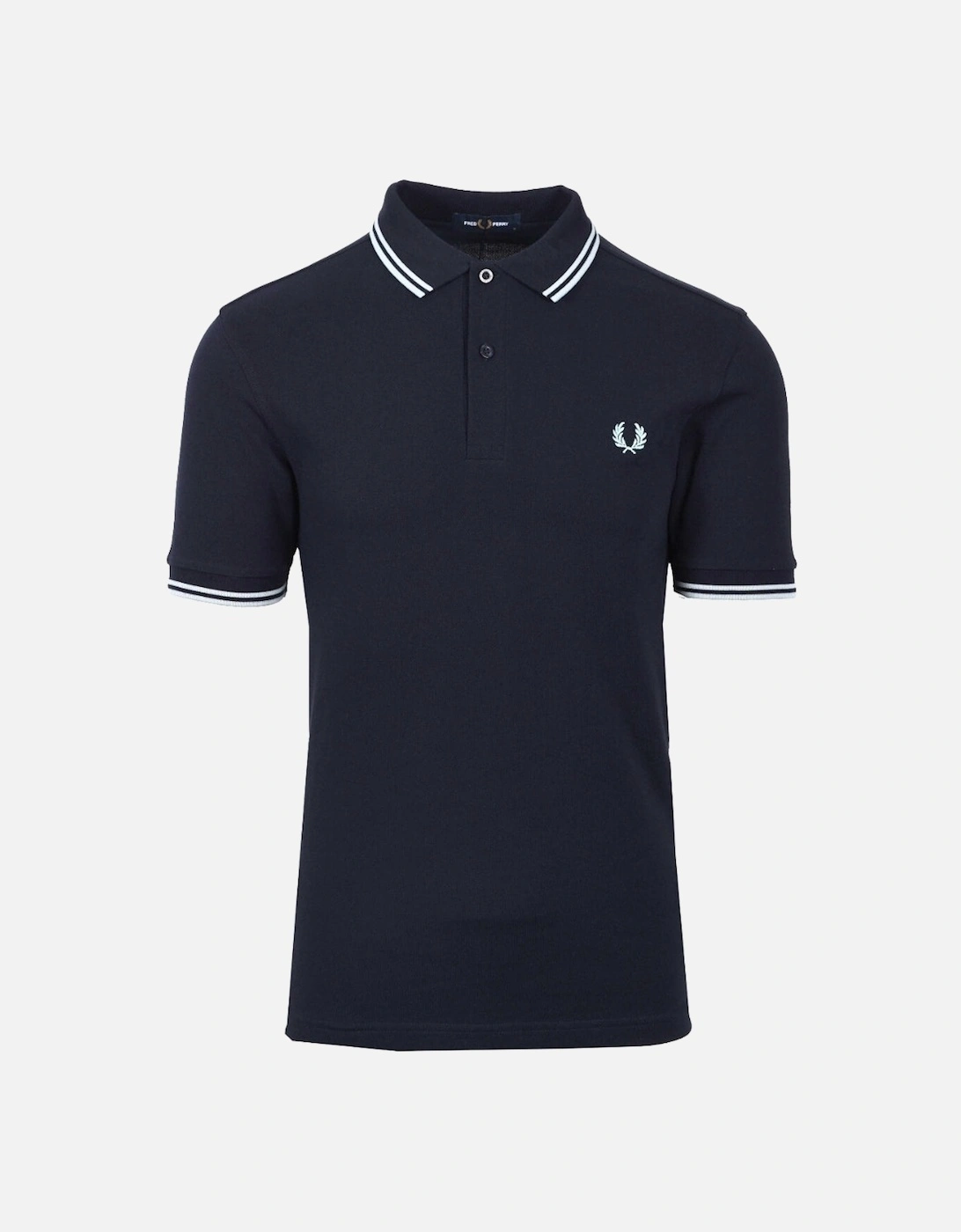 Silver Blue Twin Tipped Collar Dark Navy Blue Polo Shirt, 3 of 2