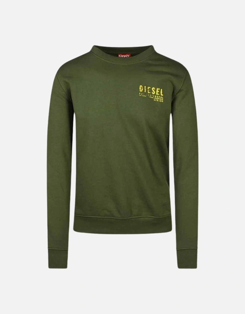 Destroyed Branded Design Green Sweatshirt