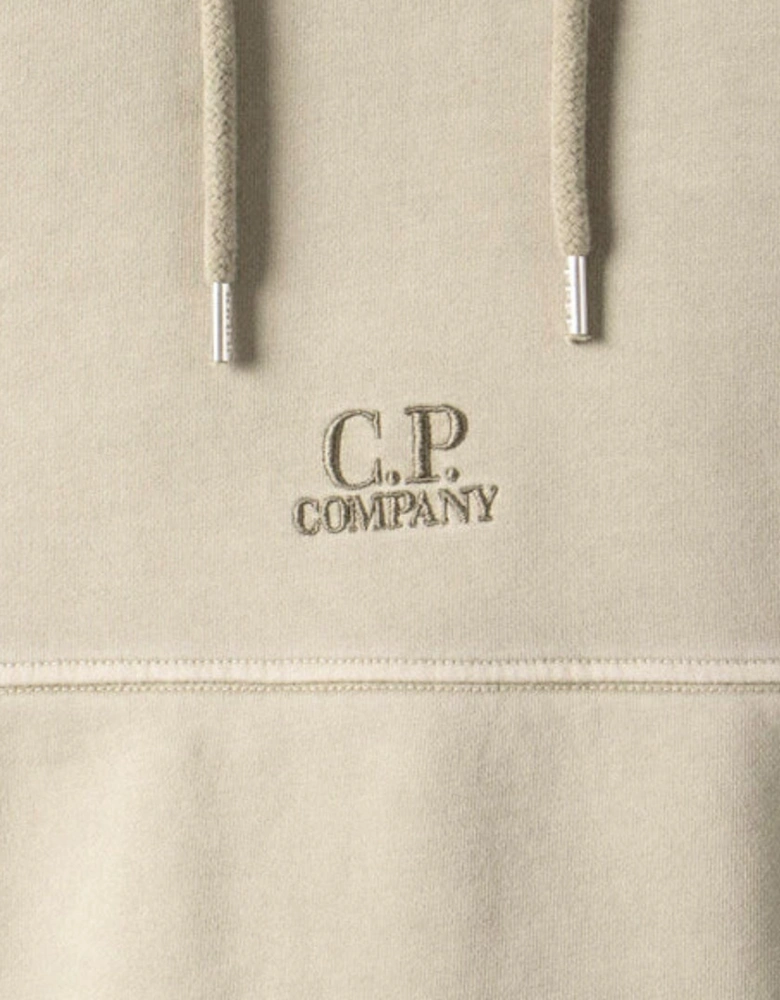 C.P. Company Hooded Plated Light Fleece Beige Hoodie